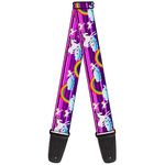 Buckle-Down Guitar Strap Unicorns Rainbows Stripes Purple 2 Inches Wide