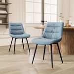 Kidol & Shellder Mid Century Modern Dining Chairs Set of 2 Blue Upholstered Dining Room Chairs PU Leather Kitchen Chairs Comfy Armless Side Accent Chairs for Dining Room Living Waiting Room