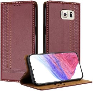 Mo-Beauty Mobile Phone Case for Samsung Galaxy S6 Edge, PU Leather Flip Foldable for Samsung S6 Edge with Stand Function Card Slots Magnetic Case (Burgundy)