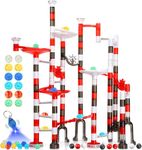 WTOR Toys 216Pcs Kids Toys Marble Run Super Set Toys Marble Maze Game Educational Learning Building Blocks Boys Girls Toys Gift for Kids Children (Large-Red)