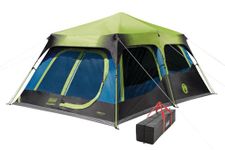 Coleman 10-Person Dark Room Instant Cabin Tent with Rainfly, Green/Black/Teal