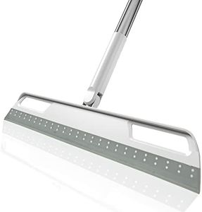 Floor Squeegee Multifunction Magic Broom, 4-in-1 Easily Dry The Floor Surface and Remove Dirt and Hair, pet Hair Remover, Liquid, Glass Wiper, Sweeper Broom for Living Room, Kitchen, Bathroom（Gray）