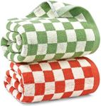 Jacquotha Checkered Bath Towels for Bathroom, 2 Pack Shower 55'' x 27.5'', Super Absorbent and Quick Dry (Orange + Green)