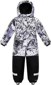 Yueta Kids Snowsuit One Piece, Boys Snow Suit Waterproof, Girls Ski Jacket Jumpsuits Overalls for Skiing Snowboarding (Black, 4T)