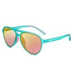 Jefoo Polarized Aviator Sunglasses for Women Men Retro Trendy Sports Sunglasses for Outdoor UV400 Protection, Green Frame / Pink Revo Lens, 5.51inch*5.51inch*1.97inch