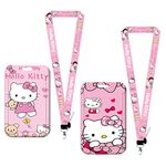 2 Piece Sanrio Hello Kitty Card Holder RHYII-Sanrio Lanyard Card Holder Sanrio Neck Strap Lanyard with Hard Card Case Sanrio Waterproof Holder for ID Card Hello Kitty Credit Card Office Supplies