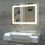 MIRROR WORLD Smart led Mirror with Lighted Bathroom and Vanity Mirror, Wall Mounted Anti-Fog Lights Makeup Mirror, Adjustable 3-Colors White/Warm/Natural Light and Shape rectangular-24x30.