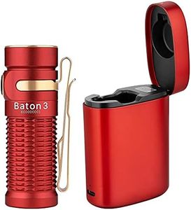 OLIGHT Baton3 Premium Edition Max 1200 Lumens Compact Rechargeable Flashlight for Fishing, Climbing (Red)