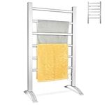 COSTWAY 2-in-1 Electric Towel Warmer, Freestanding & Wall Mounted Aluminum Straight Heated Towel Rail with 6 Bars, Bathroom Radiator Drying Rack