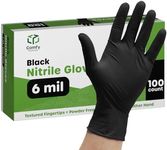 [100 Count] Black Nitrile Disposable Gloves 6 Mil. Extra Strength Latex & Powder Free, Chemical Resistance, Textured Fingertips Gloves - Large