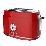 Frigidaire ETO102-RED Retro Wide 2-Slice Toaster Perfect for Bread, English Muffins, Bagels, 5 Browning Levels, 900w, RED