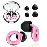 Ear Plugs for Sleep Noise Canceling Earbuds for Sleeping Pink 28db Noise Cancelling Ear Protection for Concerts with Case and 4pcs Ear Tips Reusable Soft Silicone Earplugs for Concerts,Snoring,Focus