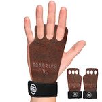 RooGrips - 3-Finger Durable Protective Leather Hand Grips, Weightlifting and Gymnastics Grips, Non-Slip Pull Up Gloves for Men and Women, Pebble Grain, Medium