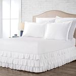 ABP COLLECTION Bed Skirt, Queen, White, 100% Cotton 800 TC, 3 Ruffles, 12 Inch Drop