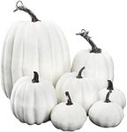 7 Pack Halloween Artificial Pumpkins, Assorted Sizes Foam Faux Pumpkins Halloween Fall Wedding Holiday Decorations