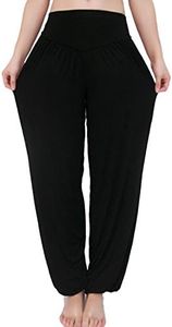 MEISHINE® Mujer Pantalones de Yoga Algodón Modal Harem Pantalón Polainas por Danza, Yoga, Ganduleado, Fitness - Muy Suave (Size XXL, Negro)