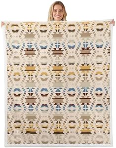 Feelyou Southwestern Sherpa Blanket Plush Fuzzy Geometric Fleece Throw Blanket Boys Girls Tribal for Bed Couch Chair Living Room Southwestern Aztec Bedroom Decor Brown Yellow Blue Throw 50"x60"