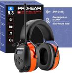 PROHEAR 033 2.0 Upgraded Bluetooth Hearing Protection AM FM Radio Headphones - 31SNR Noise Reduction Ear Muffs with Long-Lasting Stable Rechargeable Battery - 50 Hrs for Mowing Snowblowing - Orange