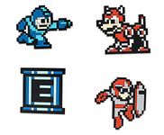 Mega Man Collectible Enamel Pin Set of 4 | Includes Proto Man, Rush, Energy Tank | Metal Brooch Badge Accessories For Backpack, Clothes, Lapels | Official Capcom Video Game Pins