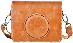 Rieibi Mini EVO Case - Retro PU Leather Protective Case for Fuji Instax Mini EVO Instant Camera - Removable Case with Adjustable Shoulder Strap - Brown