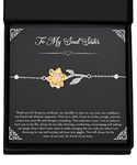 Best Friend Unique Gifts For Women, To My Soul Sister Sterling Silver Bracelet with 14k Gold Sunflower Charm for Sisters, Birthday Christmas Unique Gifts For Best Friends, Small, Sterling Silver,