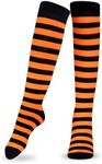 Dress Up America Halloween Socks - Cotton Orange and Black Striped Knee High Socks - Witches Socks - Perfect for Costumes and Festivities - Orange and Black Socks for Adults and Kids