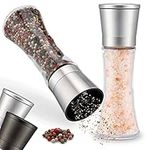 Zolmer Spice Mill Set of 2 with Adjustable Ceramic Grinder – Elegant Salt and Pepper Mill Made of Stainless Steel – Also as a Chilli Mill [Spice Contents]