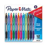 Paper Mate Profile Retractable Bold Point Ballpoint Pens, 12 Colored Ink Pens (1788863)
