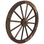 Sunnydaze 24-Inch Natural Fir Wood Wagon Wheel - Indoor/Outdoor Western Wall-Hanging Decor - Dark Brown