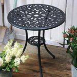 Lazy Susan Tulipe Round Garden Table, Elegant, Weatherproof Cast Aluminium Patio Table in Antique Bronze