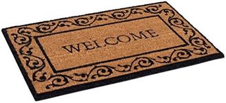 BIRDROCK HOME Welcome Door Mat - Decorative Entry Rug - Outdoor Durable Floor Doormats for Front Door, Entrance, or Cabin - Heavy Duty, Natural Coir for Muddy Feet - 18 x 30 Inch - Vinyl - Standard