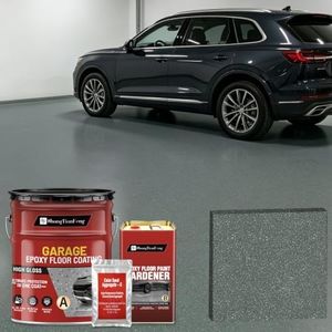 Luxury 3‑Component Epoxy Colored Sand Self‑Leveling Floor Paint, Marble‑Effect, 100% High Solids, 5.5:1 Sand‑Aggregate Ratio, 6H Hardness,1.5mm Finished Thickness (Medium Gray,4 Gallon,100 Sq.Ft)
