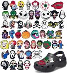 50 Pcs Horror Croc Charms, Goth Croc Charms Skull Shoe Decoration Charms For Clogs Sandals, Halloween Themed Shoe Accessories Charms For Kids Adults Birthday Party Favors