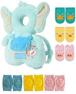 Head Safety Protector Pad for Baby Toddler Walker,Infant Talking Head Protection Backpack Cushion (Z Light Blue Elephant Sets)