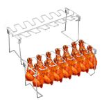 YYBD 2 Pack Chicken Leg and Wing Rack 14 Slots BBQ Chicken Drumsticks Holder Food Grade Stainless Steel Vertical Roaster Stand for Barbecue Grill Smoker Oven Charcoal Grill Accessories, 17 x 5.7 Inch