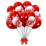 Party Propz Rubber Red Balloons For Decoration-10Pcs Red Confetti Balloons|Confetti Romantic Balloons For Decoration For Girlfriend, Boyfriend| Balloons For Anniversary Decoration