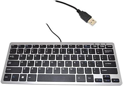 iKKEGOL Mini USB Slim Wired 78 Key Small Super Thin Compact Keyboard for Desktop Laptop PC Win 7 Mac (Silver + Black)