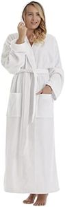 Arus Women's Pacific Hooded Turkish Cotton Bath Robe with Full Length Options, White, Medium