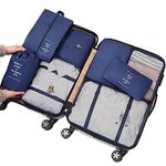 LSHK 8pcs Packing Cubes Set, Travel Luggage Organizer Storage Bags Suitcase Packing Cases Including Updated Toiletry Bag, Laundry Bag & Shoes Bag (Navy Blue), M