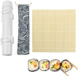 AIMALL 3PCS Sushi Making Kit, 11×2.7in Sushi Bazooka + 9.45×9.06in Bamboo Mat + Storage Bag – DIY Sushi Rice Ball Mold & Kitchen Gadgets for Home Sushi Making