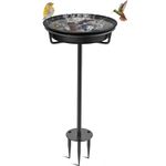 VeyFolzin.st Bird Baths for Outdoors, Detachable Birdbaths for The Garden Clearance, Freestanding Bird Baths for Outdoors Heavy Duty, Bird Bath Bowl Spa & Birdfeeder with Metal Stake Stand (Black)