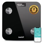 beatXP Smart Bluetooth BMI Weight Machine for Body Weight with 12 Essential Body Parameters, Wireless Body Composition Scale with Easy App Sync, 12 Months Warranty