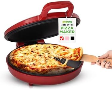 NutriChef Countertop Pizza Maker | 1500W Non-Stick Electric Pizza Cooker | Make 12" Personal Pizzas, Eggs, Toast & More | Cool-Touch Handles, Compact & Space-Saving | Temp Range 175-400°F | Red