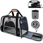 Lekesky Cat Carrier Airline Approved Pet Carrier Soft Sided Travel Carrier with 2 Detachable Bags for Small Cats Dogs Puppies Up to 12 Lbs, Grey