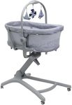 Chicco Baby Hug Pro 5-in-1 Crib Including a Crib, Bassinet, Recliner highchair or First Chair for 0-36 Months, Easily Portable, Included Toy bar for Entertainment, Earl Grey