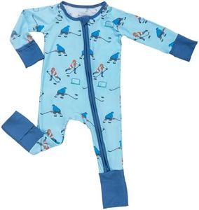LollyBanks Toddler Pajamas for Boys, 2-Way Zipper Baby Romper, 95% Viscose Made from Bamboo and 5% Spandex Sleepers 12-18 Months (Ice Hockey Print)