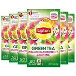 Lipton Green Tea Bags, Orange Passionfruit Jasmine 20 ct, 1.6 Oz Pack of 6