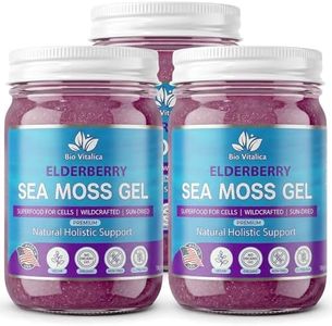 Sea Moss Gel by BioVitalica - Irish sea Moss raw Organic - Premium Quality - Dr Sebi, Vegan superfood for Cells - 100% Natural Seamoss Gel - (Pack of 3, Elderberry)