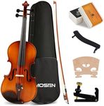 MOSEN 4/4 Full Size Solid Wood Violin for Adults, Violin Set for Beginners with Hard Case, Rosin, Shoulder Rest, Bow, Handmade Spruce Top & Maple Back/Side, MS-836M