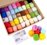 Homewit Needle Felting Starter Kit, 40 Colours Wool Roving Felting Basic Kit, 57 Pcs Felting Needles Parts,Felting Handmade Sewing Craft Kit for Hand Spinning DIY Craft Projects for Beginners Adults